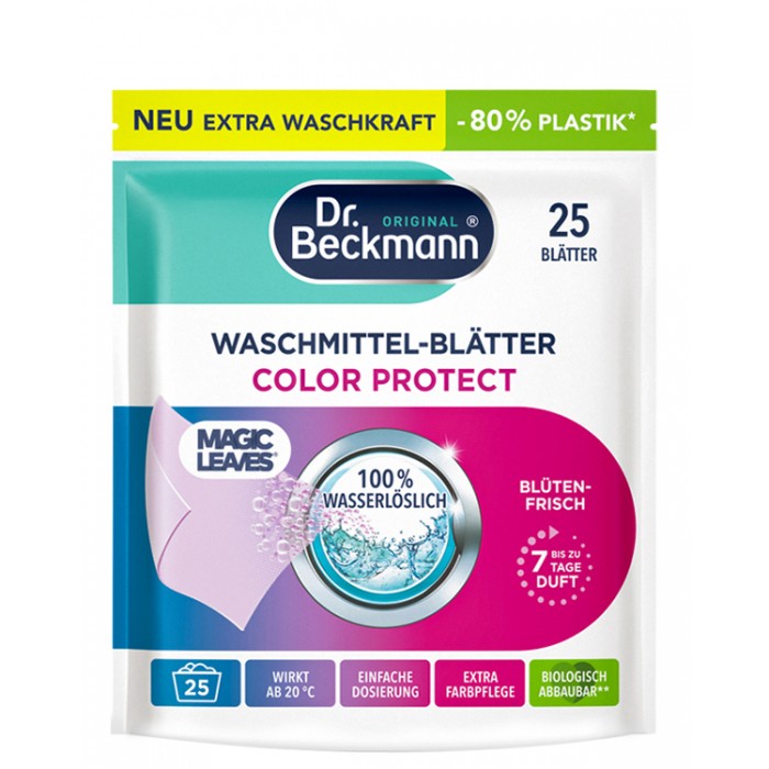 Салфетки для стирки Dr. Beckmann Magic Leaves Colour Protect для цветных вещей, 25 шт - 
